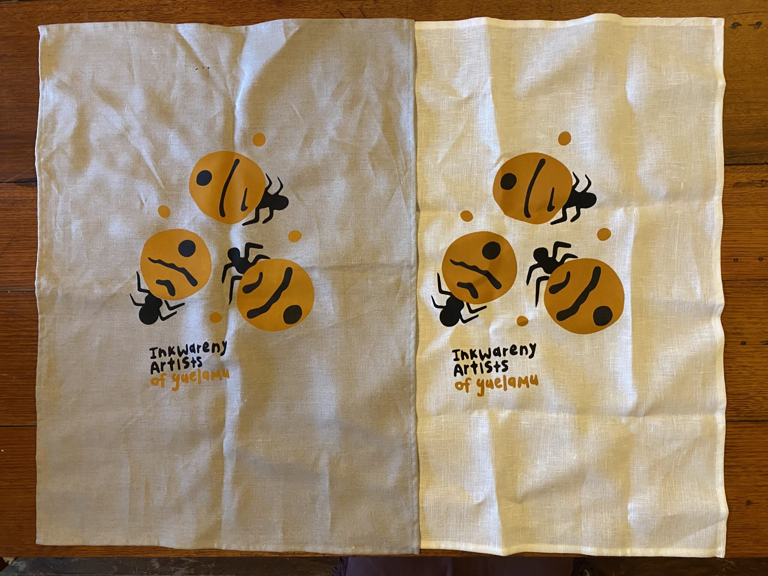 Inkwareny logo tea towel linen white